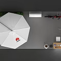 HUAWEI Brand Photo Check in Spot With White Umbrella Tables Chairs And Red Balloons