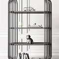 Modern Bookshelf Design With Metal Frame Layered Shelves Decorative Ornaments And Books
