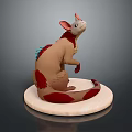 Detailed 3D Game Movie Character Standing Pose Brown Body Red Markings Pink Ears Colorful Mane