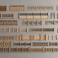 Various Wooden Fence Designs With Decorative Patterns And Different Panel Styles 3d model