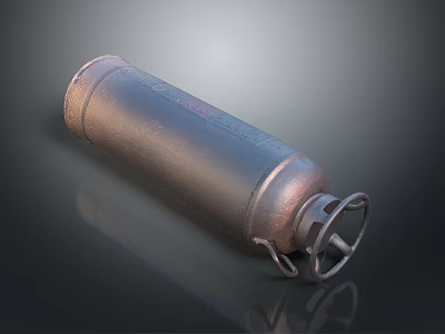 Copper Colored Metal Gas Cylinder With Sturdy Valve And Handle 3d model