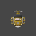 Futuristic Yellow Hover Motorcycle With Glowing Disk Black Seat And Storage Compartment