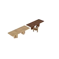 Wooden Dining Table With Cylindrical Legs Natural Grain And Rectangular Top 3d model