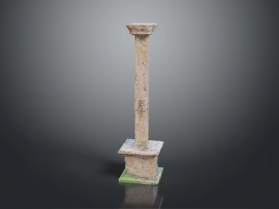 Decorative Classical Stone Column With Textured Shaft And Green Pedestal Base 3d model