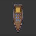 Traditional Wooden Boat With Red Hull Blue Deck And Yellow Cabin Two Masts
