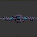 Decorative Blue Sword With Purple Blue Hilt And Intricate Dragon Design