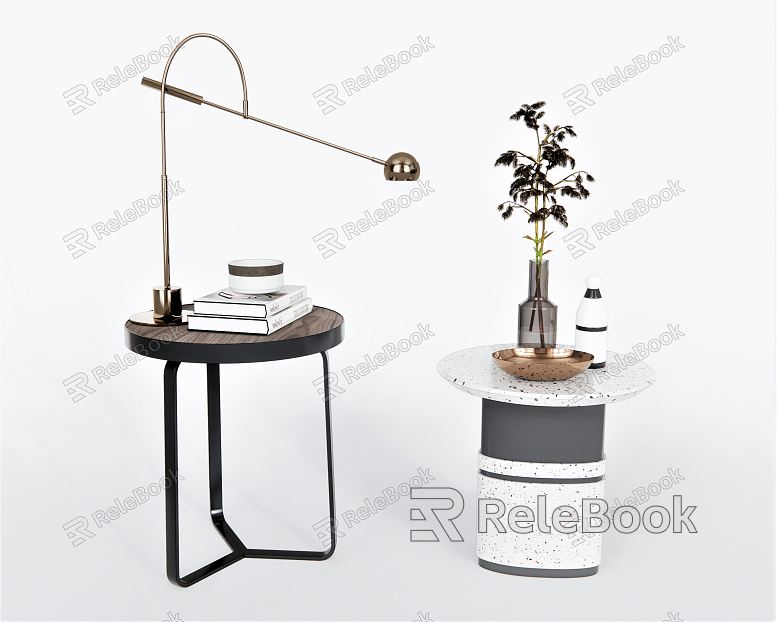 Modern Side Table Side Table Corner Table Round Coffee Table Low Table Table Lamp Vase Book Ornaments model