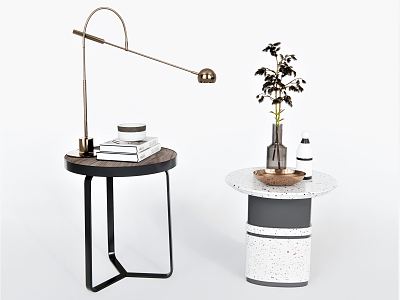 Modern Side Table Side Table Corner Table Round Coffee Table Low Table Lamp Vase Book Ornaments model