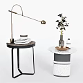 Modern Side Table Side Table Corner Table Round Coffee Table Low Table Lamp Vase Book Ornaments 3d model