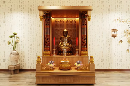 shrine offering table incense burner table candle holder 3d model