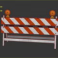 Red White Striped Road Barrier With Yellow Warning Lights And Metal Frame For Traffic Control