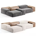 Modern Two Seater Sofa With Modular Design Gray Beige Brown Fabric And Ottoman