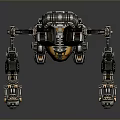 Detailed Mechanical Robot Creature Character With Metallic Body Joints And Golden Luminous Core