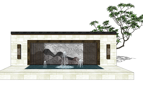 New Chinese style landscape wall landscape wall landscape wall 3d model