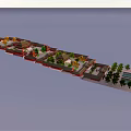 Classic Ancient Architecture Complex Featuring Red Roofs Central Archway And Green Trees