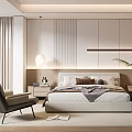 Modern Bedroom Interior With Bed Nightstand Bedside Lamp Curtains Wardrobe And Rug