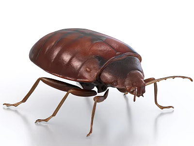 Close Up View Of Brown Reptile Creature With Hard Shell On White Background Surface 3d model