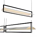 Modern Linear Pendant Lights With Black Frame And White Rectangular Shade For Contemporary Interiors