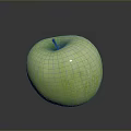 Fresh Green Apple With Smooth Shiny Surface And Reflection On Dark Background 3d model