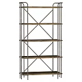 Industrial Style Metal Frame Wooden Shelving Unit With Multiple Storage Shelves