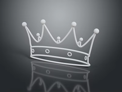 Stylish White Crown Headwear with Round Beads and Circular Cutouts Design 3d model