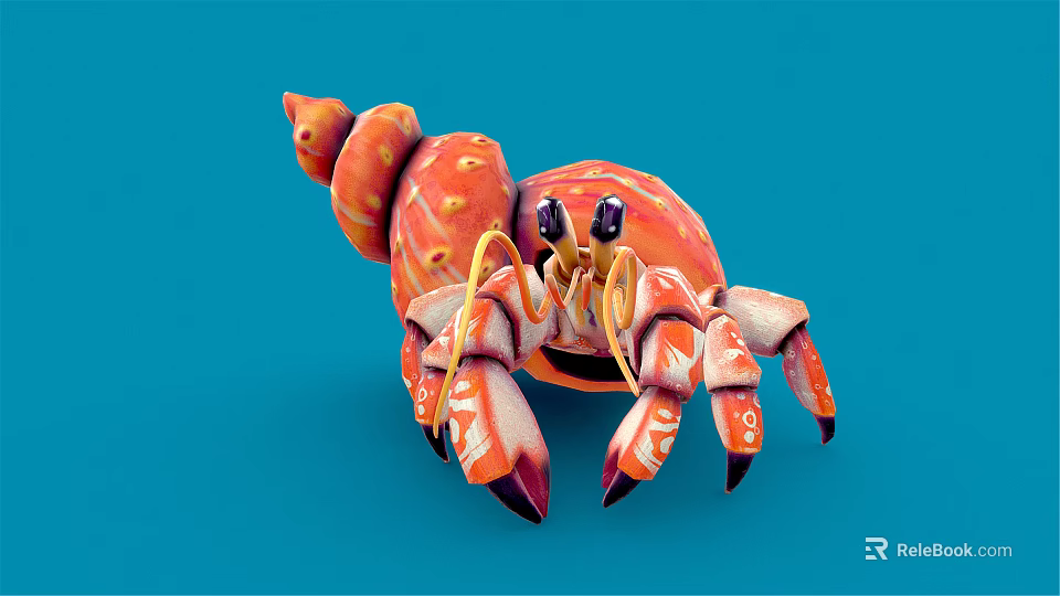Spotted Orange Crab As Aquatic Animal With Vibrant Colors Unique Shell Pattern And Blue Background 3d model 