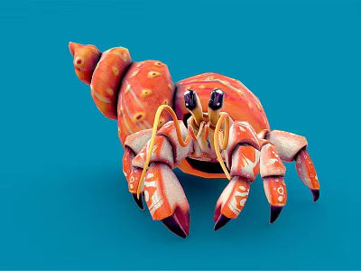 Spotted Orange Crab As Aquatic Animal With Vibrant Colors Unique Shell Pattern And Blue Background 3d model