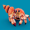 Spotted Orange Crab As Aquatic Animal With Vibrant Colors Unique Shell Pattern And Blue Background
