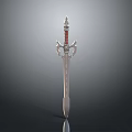 Ornate Fantasy Sword With Metal Blade Red Hilt And Decorative Guard Design