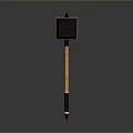 Black And Yellow Geometric Head Hammer With Wooden Handle And Spiked Top