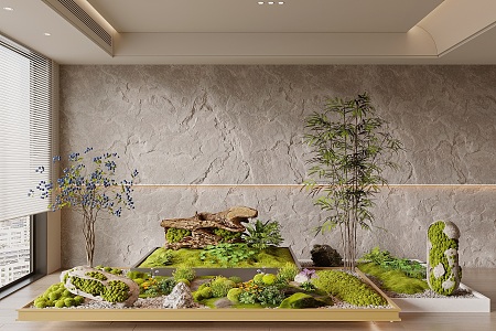 moss green plant landscape plant landscape moss landscape dead wood green plant ornaments moss stone 3d model