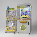 Claw Machine with Layered Transparent Windows Pink Rabbit SpongeBob Stuffed Toys Yellow Decorations And Wheels