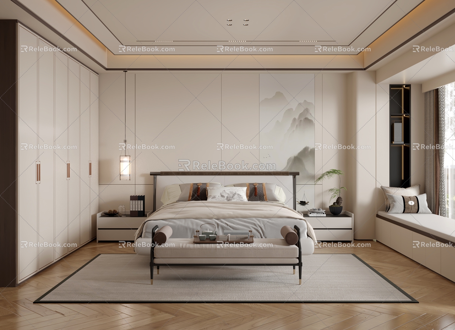 New Chinese bedroom 3d model