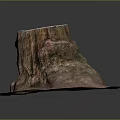 Natural Wooden Stone Tree Stump Decorative Ornament With Textured Surface And Round Base
