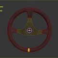 Sporty Car Steering Wheel With Suede Material And Yellow Stripe Accent