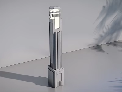 Modern Outdoor Pillar Light With Tall Column Design And Plant Shadow Effects 3d model