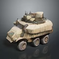 Six Wheeled Armored Military Vehicle With Sand Color And Top Turret