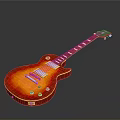 Modern Glossy Electric Guitar With Orange Red Gradient Body Classic Neck And Metal Pickups