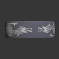 Dark Blue Brushed Bracelet With Intricate Dragon Carvings And Reflective Surface