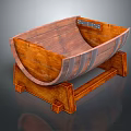 Wooden Barrel Shaped Tub With Metal Hoops On Wooden Stand Design