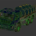 Rusty Damaged Blue Truck Featuring Green Tanks And Broken Windshield 3d model