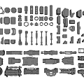 Modern mechanical parts and equipment 3d model