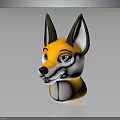 Cartoon Fox Head 3D Model With Yellow White Fur Blue Eyes And Friendly Expression