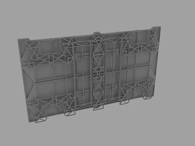 Grey Industrial Metal Frame Structure Featuring Crossed Bars And Support Components 3d model