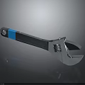 Adjustable Wrench Blue Handle Metal Construction Professional Hardware Tool with Reflective Surface