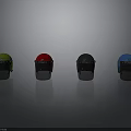 Weapon Helmets in Green Red Black Blue with Protective Masks and Reflective Surface