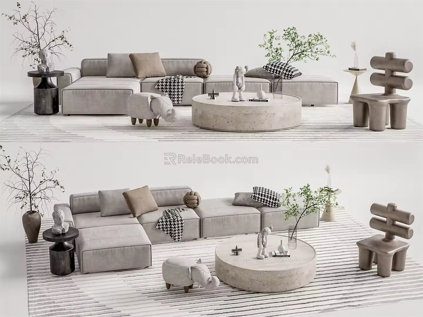 Modern sofa coffee table combination 3d model