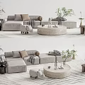 Modern sofa coffee table combination 3d model