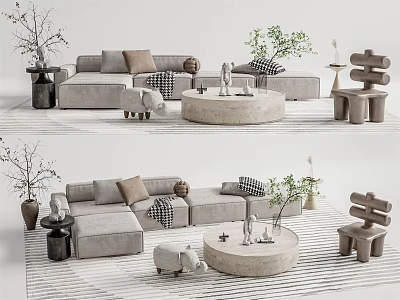 Modern sofa coffee table combination 3d model