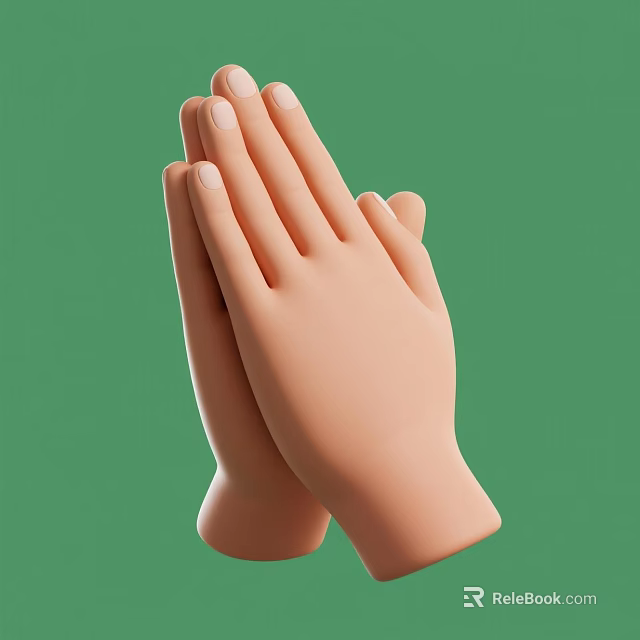 Stylish Ornamental Decoration Set With Light Brown Clasped Hands On Green Background 3d model 